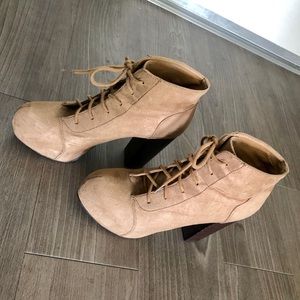 H&M platform booties high heel taupe ankle boots